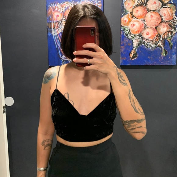 Zara Black Velvet Bralette top - Picture 3 of 3